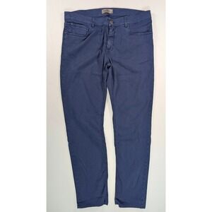 Teleria Zed Cobra Blue Cotton Tencel Pants Mens Size 38 Made in Italy Trousers